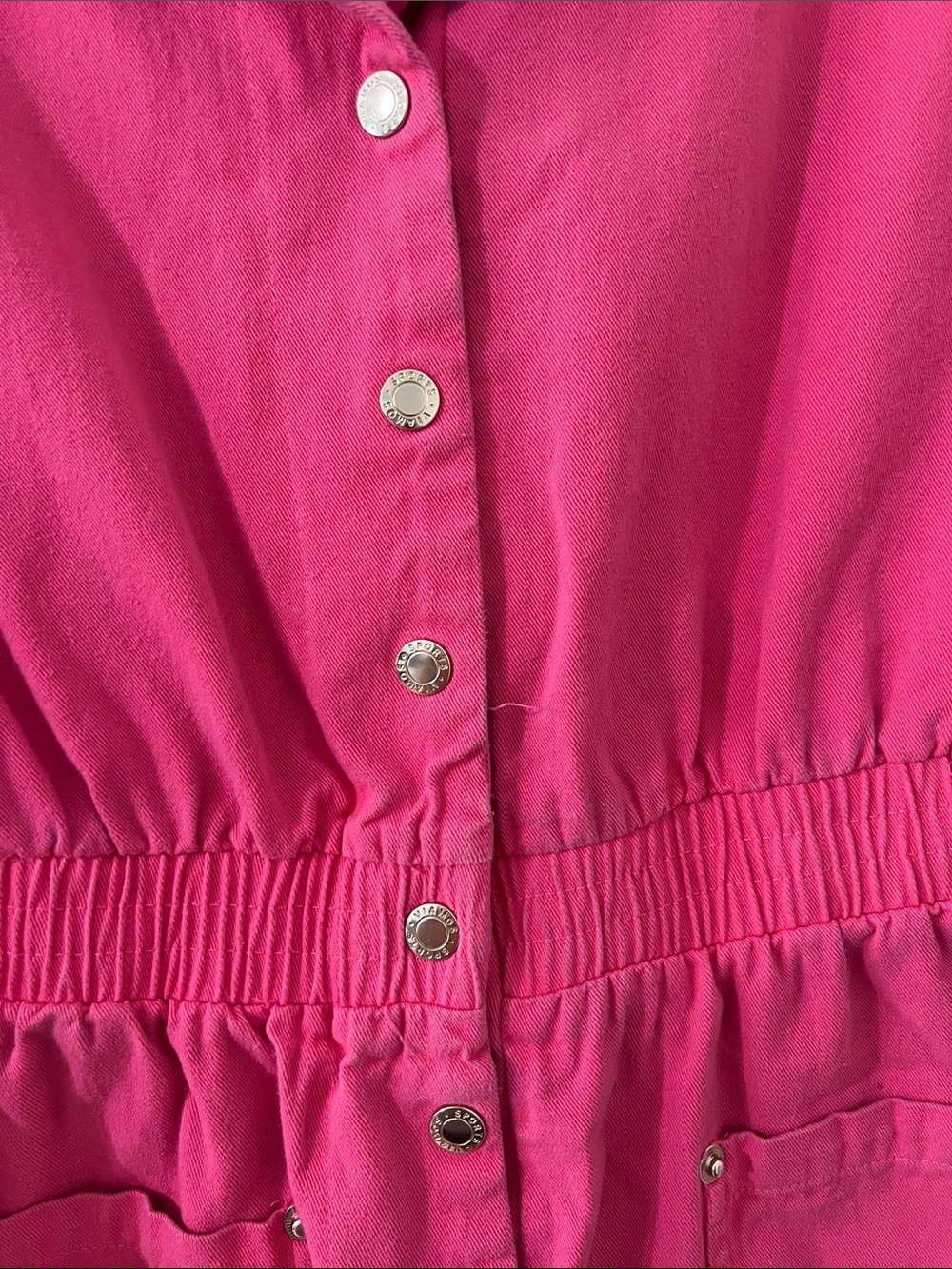 Hot Pink Button-Front Romper - Picture 3 of 7